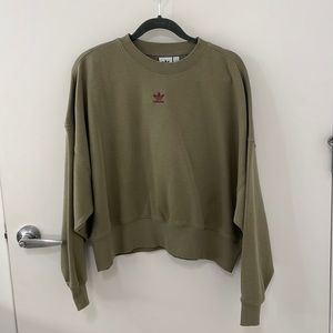 Green Adidas Oversized Cropped Sweatshirt